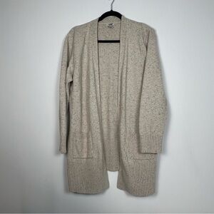 L.L. Bean Women's Cotton Ragg Open Cardigan Sweater Oatmeal Beige Speckle XL